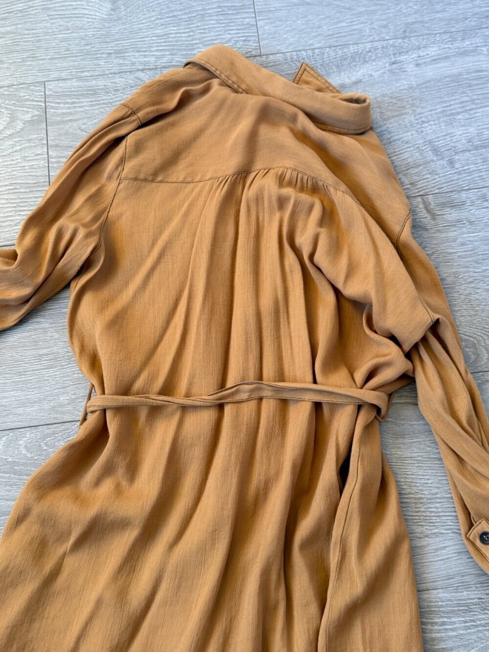 Day to Day Blu Pepper tan/brown Button Front Belted Shirt Dress Size S - Picture 6 of 9